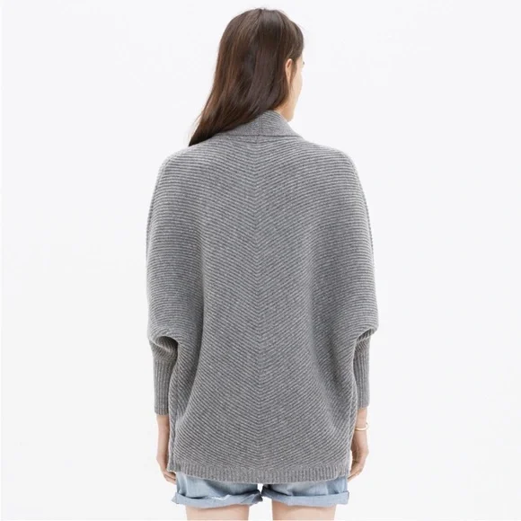 Madewell Heather Gray Women's 100% Merino Wool Sculptor Open Cardigan Sz M/L - Picture 3 of 15
